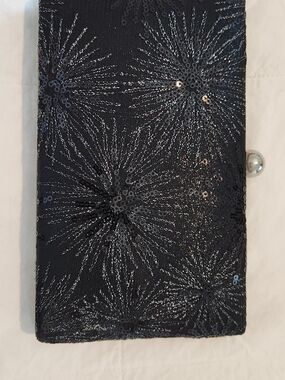 NM Neiman Marcus Black Sequin Starburst Evening Clutch, NWT